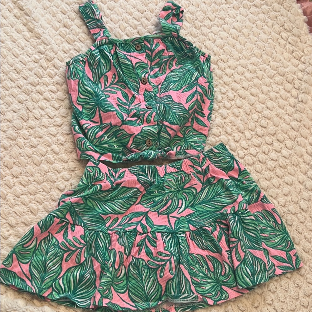 Girls Tropical Leaf Print outfit
